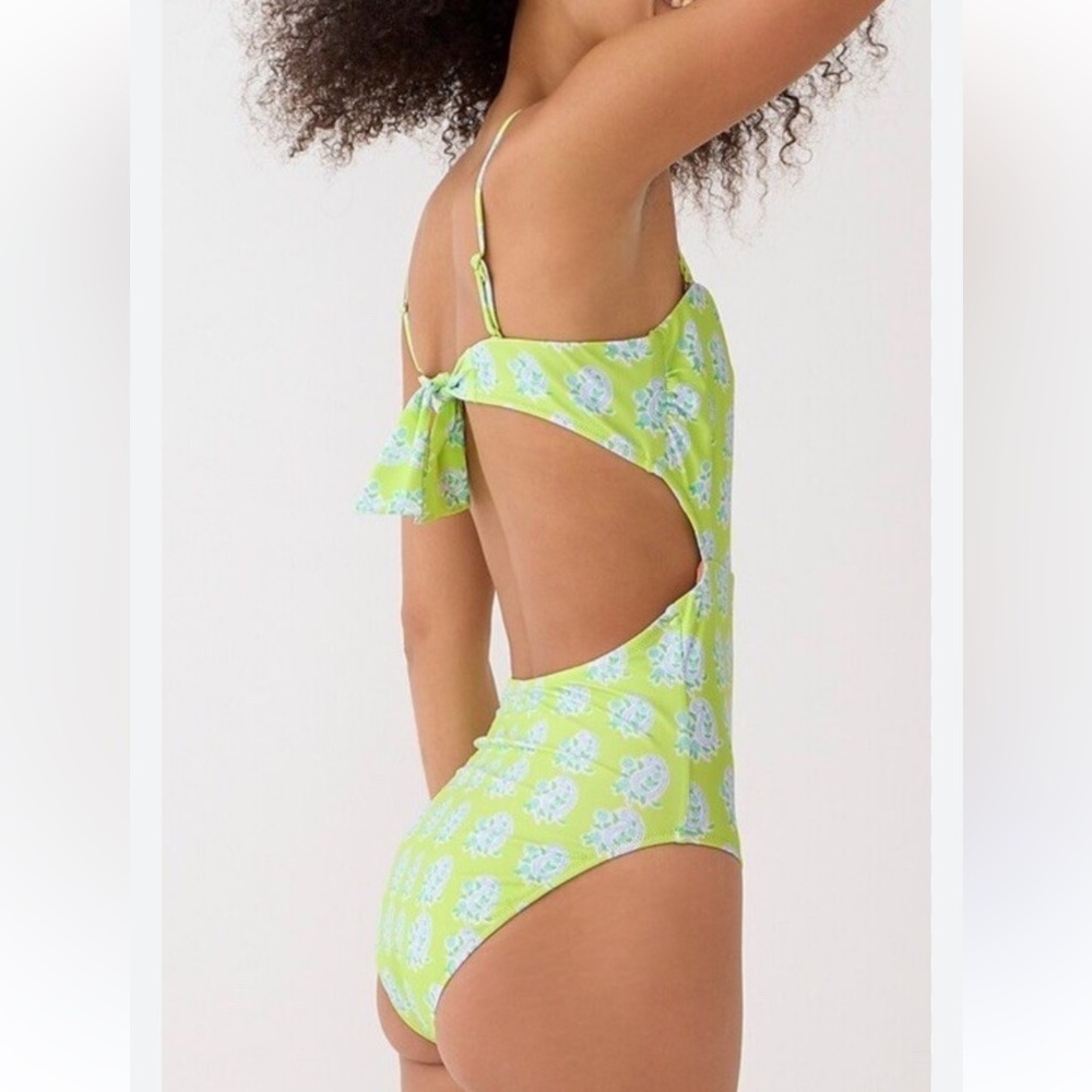 J. Crew One-Piece Swimsuit in Lime Green and Light Blue - Picture 2 of 7